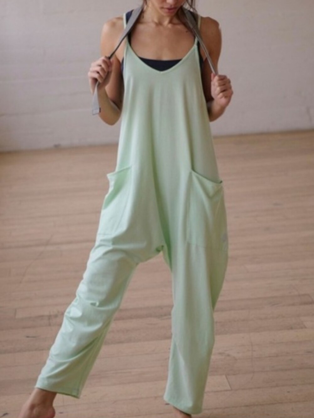 Free people Hot Shot Onesie Jumpsuit Green Pistachio XL Pockets
